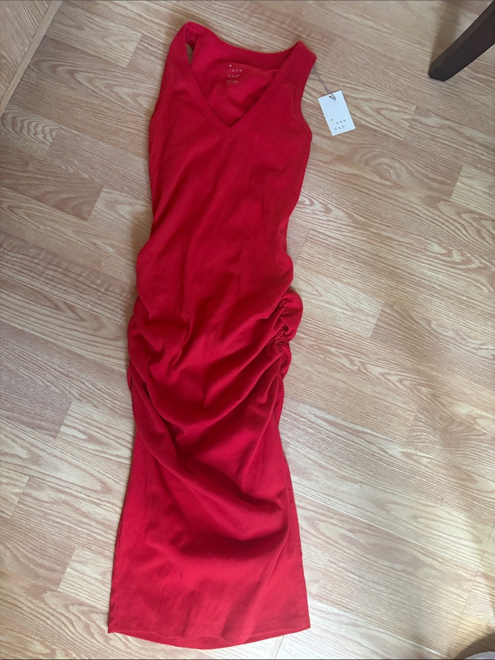 a new day Red Sleeveless V-Neck Ruched Maxi Dress